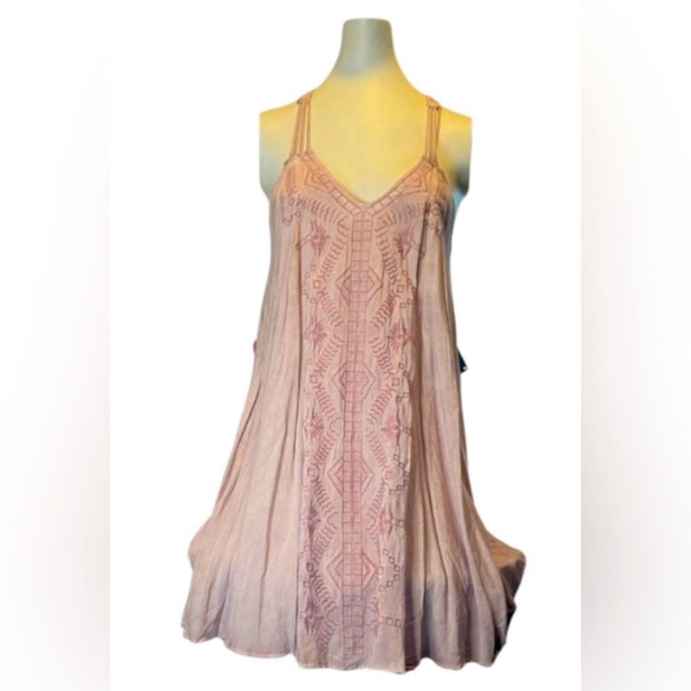 En’ Crème A Flare Embroidered Dress